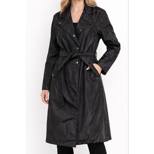 Vintage MALJUT Sportswear Long Coat M Black Made in Korea 90s Trench Unisex